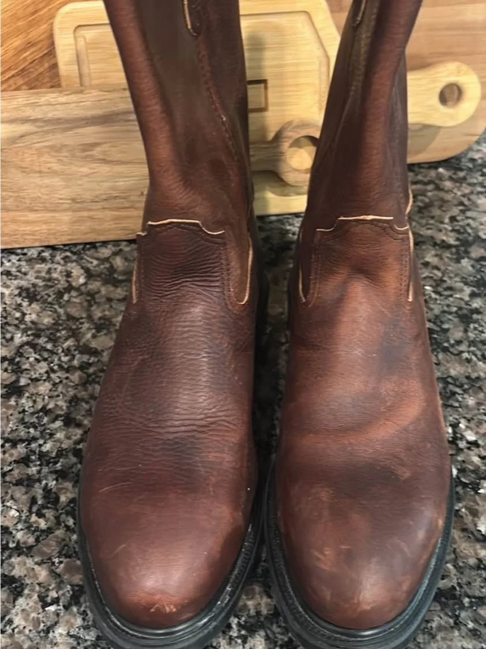 Men's Brown Leather Pull-On Boots 9.5D
